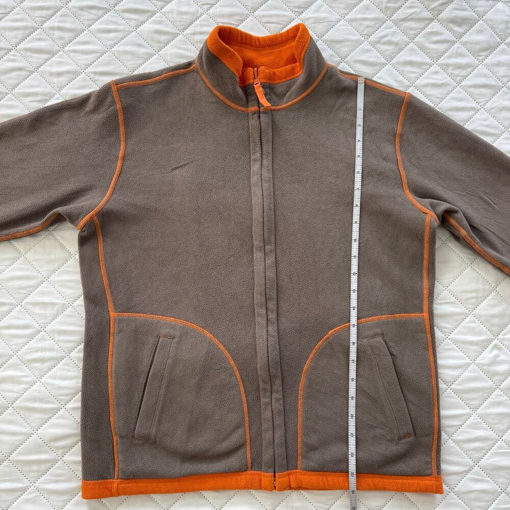 Uniqlo Reversible Fleece Jacket Womens M Gray Orange Full Zip Soft Outdoor Japan - Picture 9 of 11